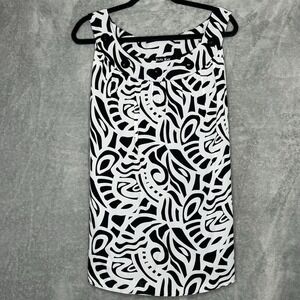 Dana Kay 18W 1X Top Shirt White Geometric Sleeveless Round Neck Embellished